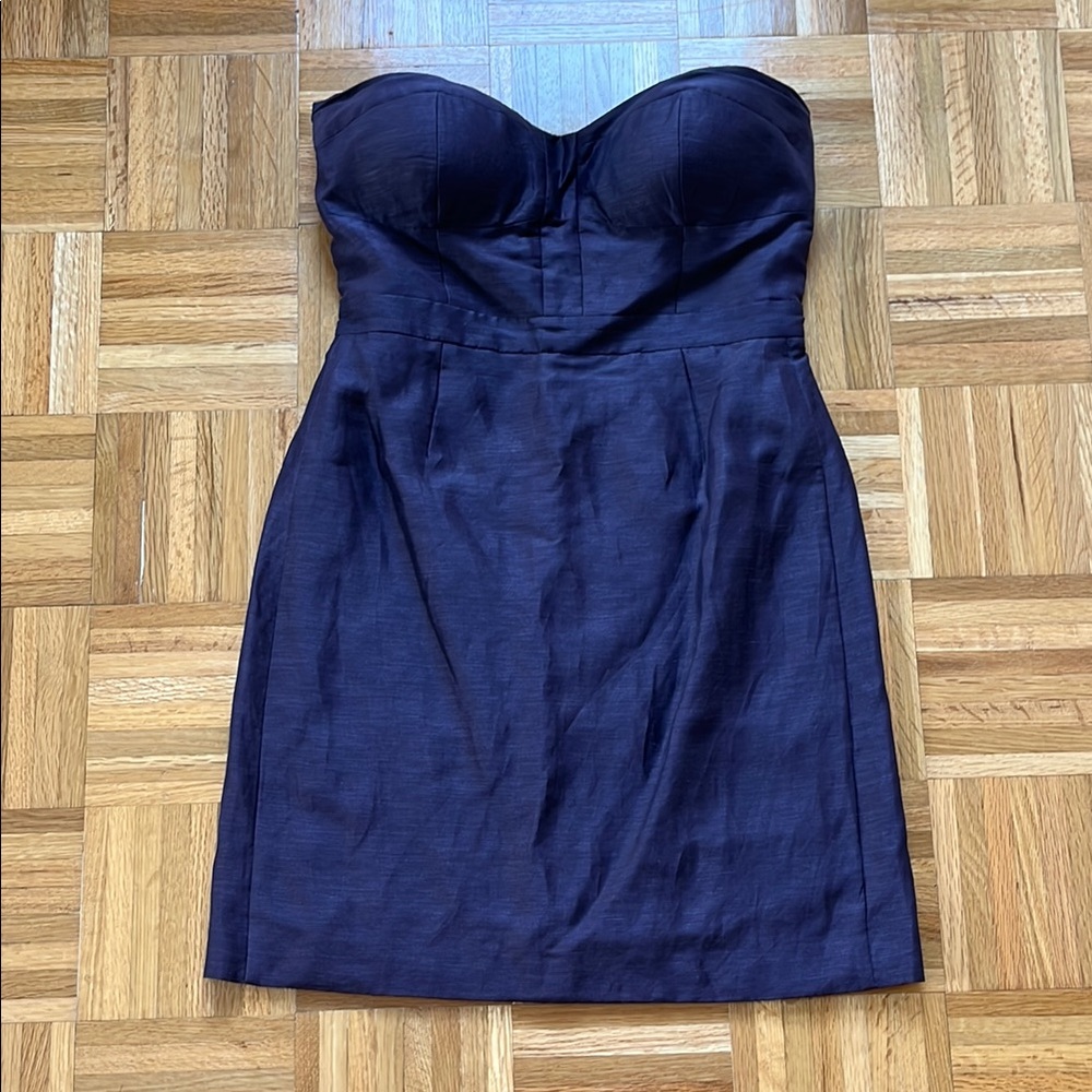 J. CREW Silk/Linen Strapless Dress Purple Sz 6
